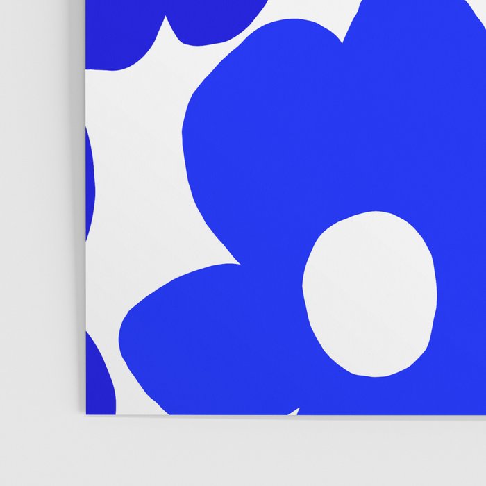 Large Blue Retro Flowers White Background Fresh Blue And White  #decor #society6 #buyart Poster Gallery Image 3