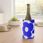 Large Blue Retro Flowers White Background Fresh Blue And White  #decor #society6 #buyart Wine Chiller Gallery Image 4