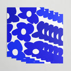 Large Blue Retro Flowers White Background Fresh Blue And White  #decor #society6 #buyart Wrapping Paper Gallery Image 3