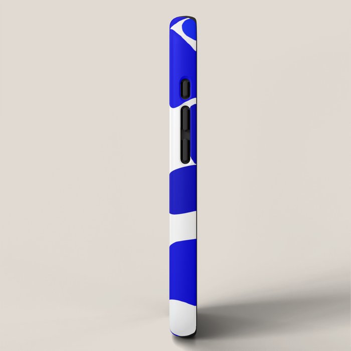 Large Blue Retro Flowers White Background Fresh Blue And White  #decor #society6 #buyart iPhone Case Gallery Image 2