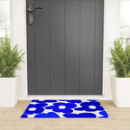 Large Blue Retro Flowers White Background Fresh Blue And White  #decor #society6 #buyart Welcome Mat Gallery Image 3