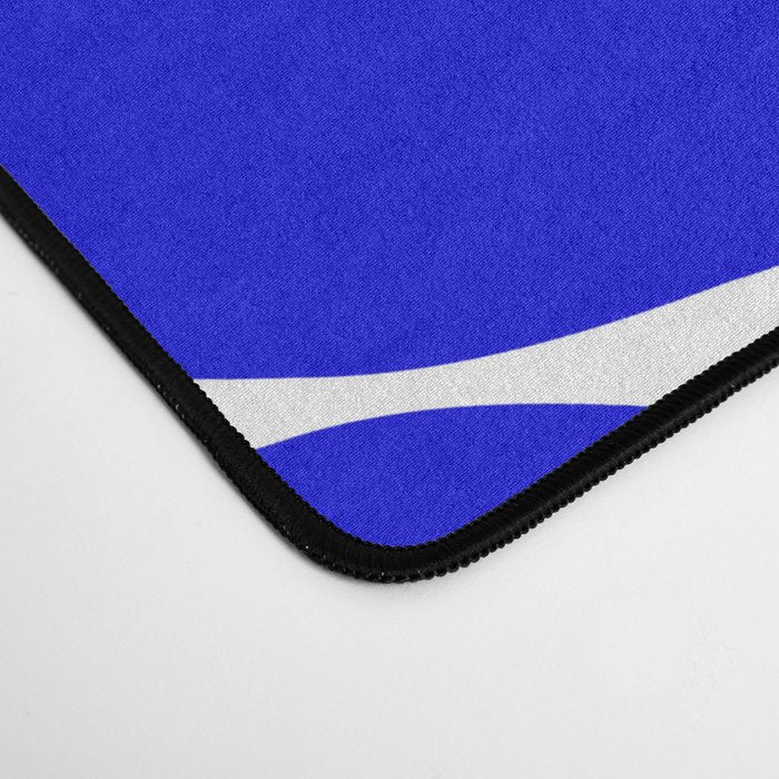 Large Blue Retro Flowers White Background Fresh Blue And White  #decor #society6 #buyart Desk Mat Gallery Image 4