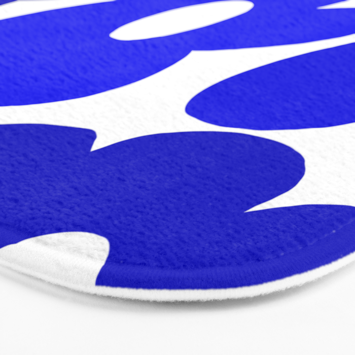 Large Blue Retro Flowers White Background Fresh Blue And White  #decor #society6 #buyart Bath Mat Gallery Image 3