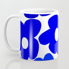 Large Blue Retro Flowers White Background Fresh Blue And White  #decor #society6 #buyart Coffee Mug Gallery Image 3