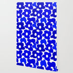 Large Blue Retro Flowers White Background Fresh Blue And White  #decor #society6 #buyart Wallpaper Gallery Image 2