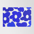 Large Blue Retro Flowers White Background Fresh Blue And White  #decor #society6 #buyart Rug Gallery Image 2