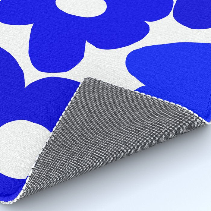 Large Blue Retro Flowers White Background Fresh Blue And White  #decor #society6 #buyart Rug Gallery Image 4