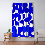 Large Blue Retro Flowers White Background Fresh Blue And White  #decor #society6 #buyart Window Curtain Gallery Image 5