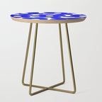 Large Blue Retro Flowers White Background Fresh Blue And White  #decor #society6 #buyart Side Table Gallery Image 1