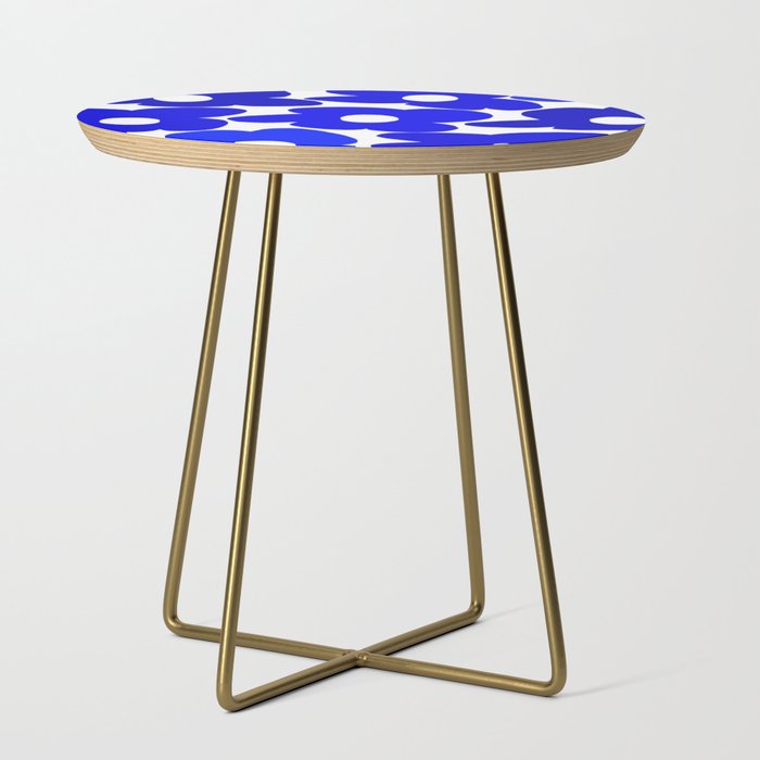 Large Blue Retro Flowers White Background Fresh Blue And White  #decor #society6 #buyart Side Table Gallery Image 1