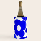 Large Blue Retro Flowers White Background Fresh Blue And White  #decor #society6 #buyart Wine Chiller Gallery Image 1