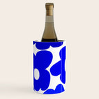 Large Blue Retro Flowers White Background Fresh Blue And White  #decor #society6 #buyart Wine Chiller Gallery Image 2