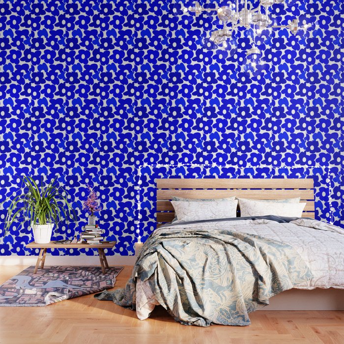 Large Blue Retro Flowers White Background Fresh Blue And White  #decor #society6 #buyart Wallpaper Gallery Image 1