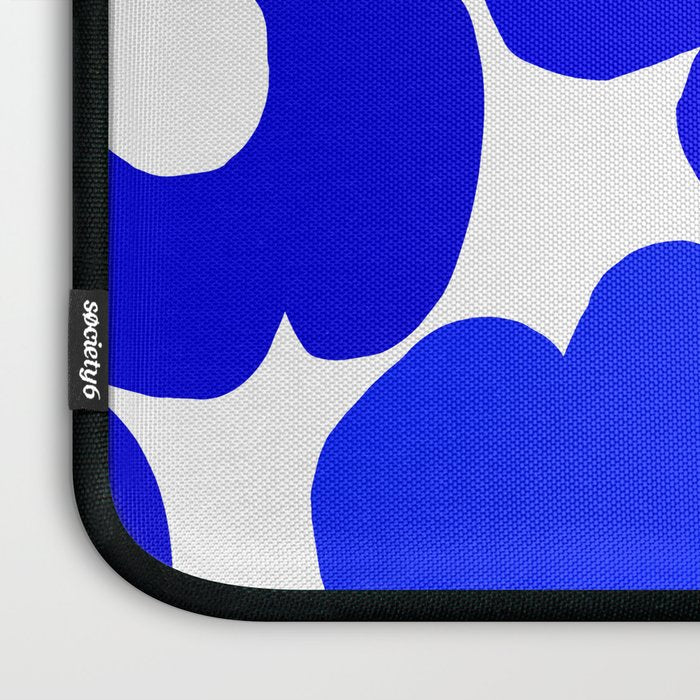 Large Blue Retro Flowers White Background Fresh Blue And White  #decor #society6 #buyart Laptop Sleeve Gallery Image 3