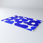 Large Blue Retro Flowers White Background Fresh Blue And White  #decor #society6 #buyart Rug Gallery Image 3