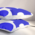 Large Blue Retro Flowers White Background Fresh Blue And White  #decor #society6 #buyart Pillow Sham Gallery Image 3