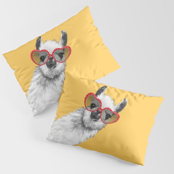 Fashion Hipster Llama with Glasses Pillow Sham Gallery Image 3