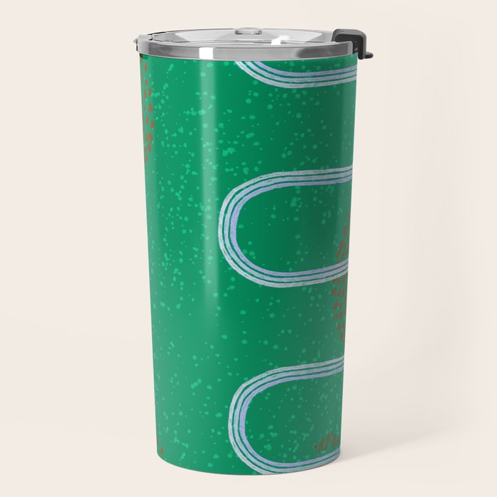 Abstract Fields in Forest Green & Brown Travel Mug Gallery Image 2