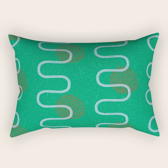 Abstract Fields in Forest Green & Brown Rectangular Pillow Gallery Image 1