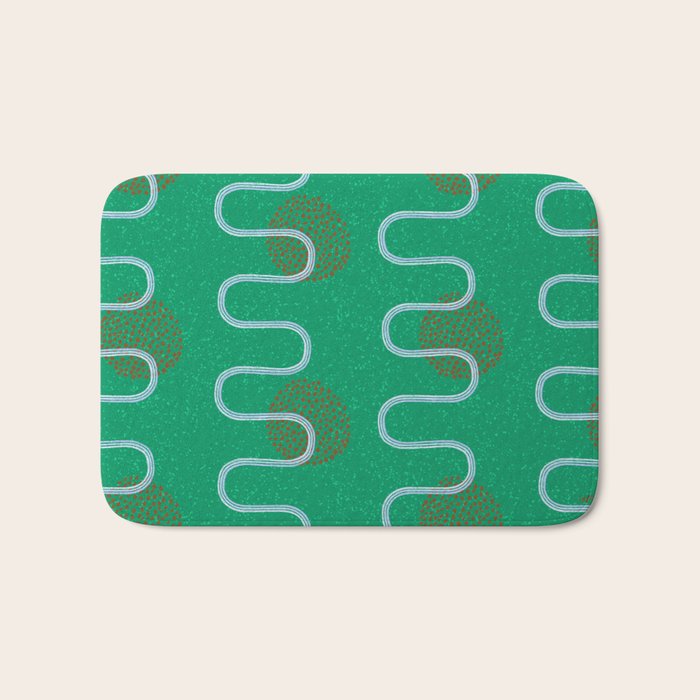Abstract Fields in Forest Green & Brown Bath Mat Gallery Image 1