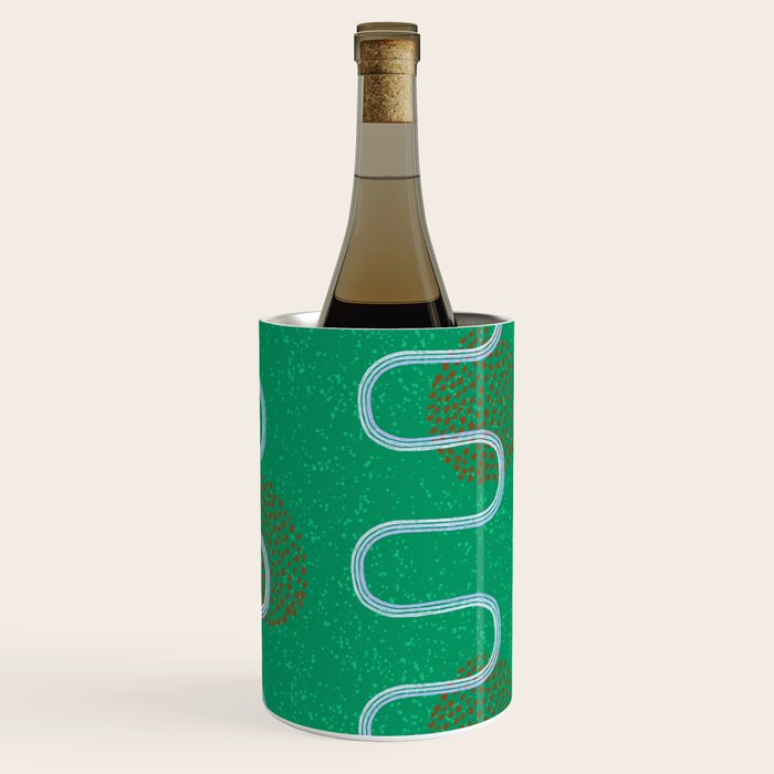 Abstract Fields in Forest Green & Brown Wine Chiller Gallery Image 1