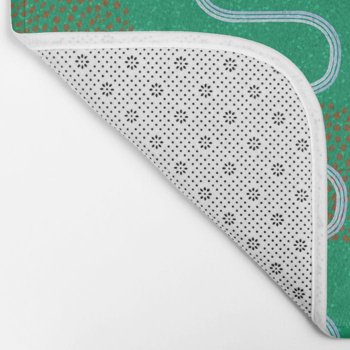 Abstract Fields in Forest Green & Brown Bath Mat Gallery Image 2