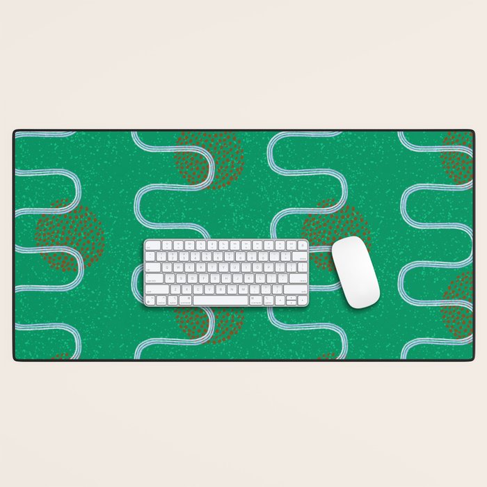 Abstract Fields in Forest Green & Brown Desk Mat Gallery Image 1
