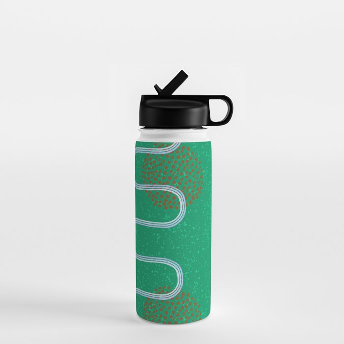 Abstract Fields in Forest Green & Brown Water Bottle Gallery Image 1