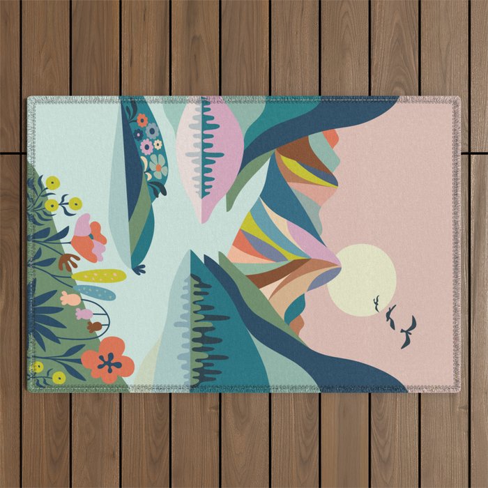 Modern Scenic Mountains  Outdoor Rug Gallery Image 1
