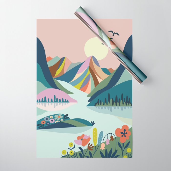 Modern Scenic Mountains  Wrapping Paper Gallery Image 1
