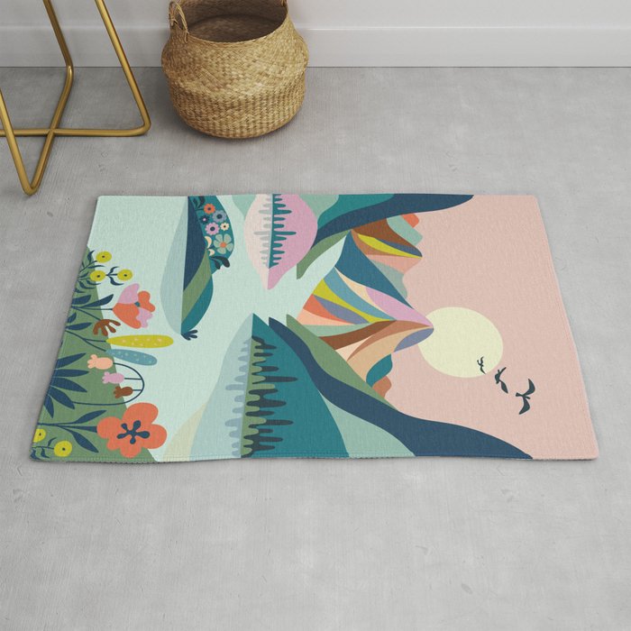 Modern Scenic Mountains  Rug Gallery Image 1
