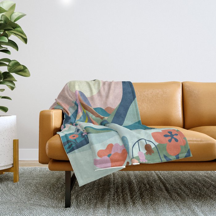 Modern Scenic Mountains  Throw Blanket Gallery Image 1
