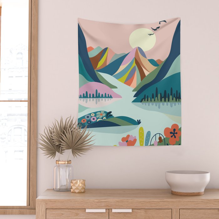 Modern Scenic Mountains  Wall Tapestry Gallery Image 2