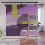  Retro Abstract And Geometric Shapes Purple, Mustard Yellow, Pink, Black Wall Mural Gallery Image 1