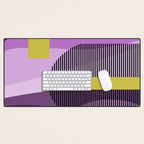  Retro Abstract And Geometric Shapes Purple, Mustard Yellow, Pink, Black Desk Mat Gallery Image 1