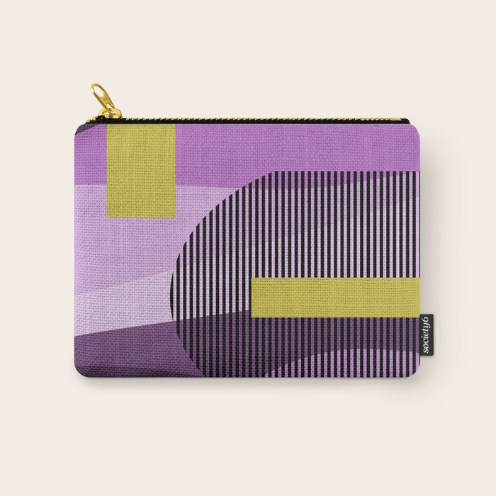  Retro Abstract And Geometric Shapes Purple, Mustard Yellow, Pink, Black Carry All Pouch Gallery Image 1