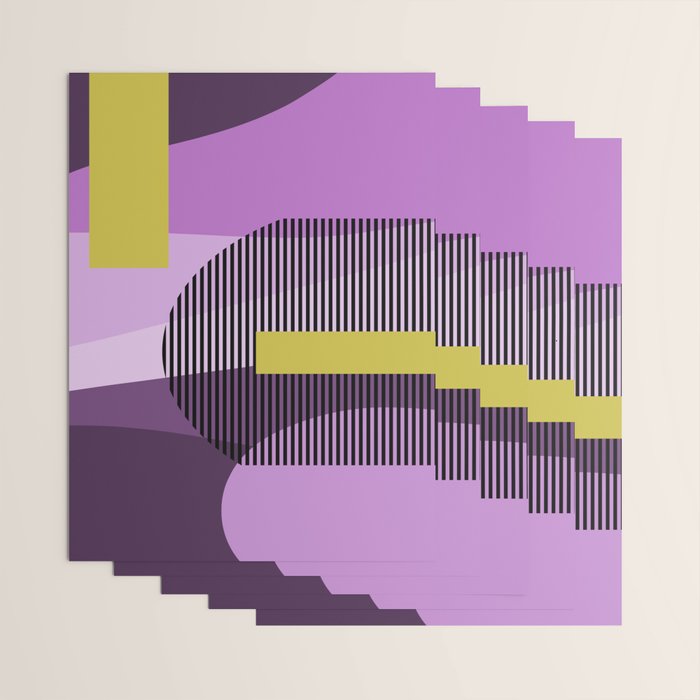  Retro Abstract And Geometric Shapes Purple, Mustard Yellow, Pink, Black Wrapping Paper Gallery Image 3