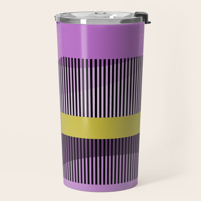  Retro Abstract And Geometric Shapes Purple, Mustard Yellow, Pink, Black Travel Mug Gallery Image 2