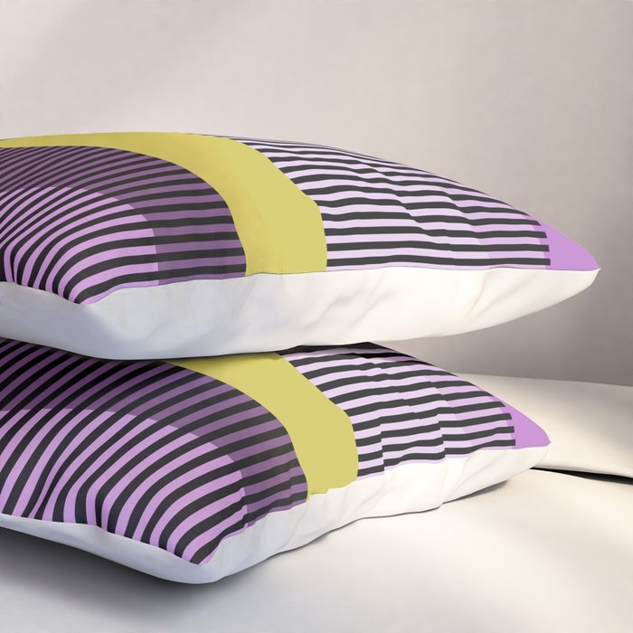  Retro Abstract And Geometric Shapes Purple, Mustard Yellow, Pink, Black Pillow Sham Gallery Image 3
