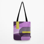  Retro Abstract And Geometric Shapes Purple, Mustard Yellow, Pink, Black Tote Bag Gallery Image 2