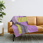  Retro Abstract And Geometric Shapes Purple, Mustard Yellow, Pink, Black Throw Blanket Gallery Image 1