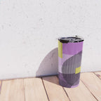  Retro Abstract And Geometric Shapes Purple, Mustard Yellow, Pink, Black Travel Mug Gallery Image 4