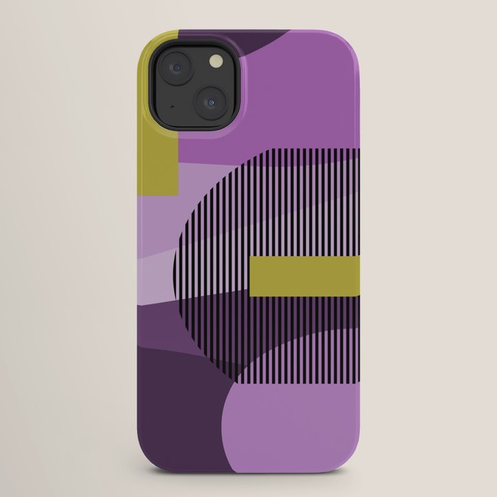  Retro Abstract And Geometric Shapes Purple, Mustard Yellow, Pink, Black iPhone Case Gallery Image 26
