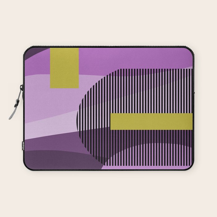  Retro Abstract And Geometric Shapes Purple, Mustard Yellow, Pink, Black Laptop Sleeve Gallery Image 1