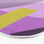  Retro Abstract And Geometric Shapes Purple, Mustard Yellow, Pink, Black Bath Mat Gallery Image 3