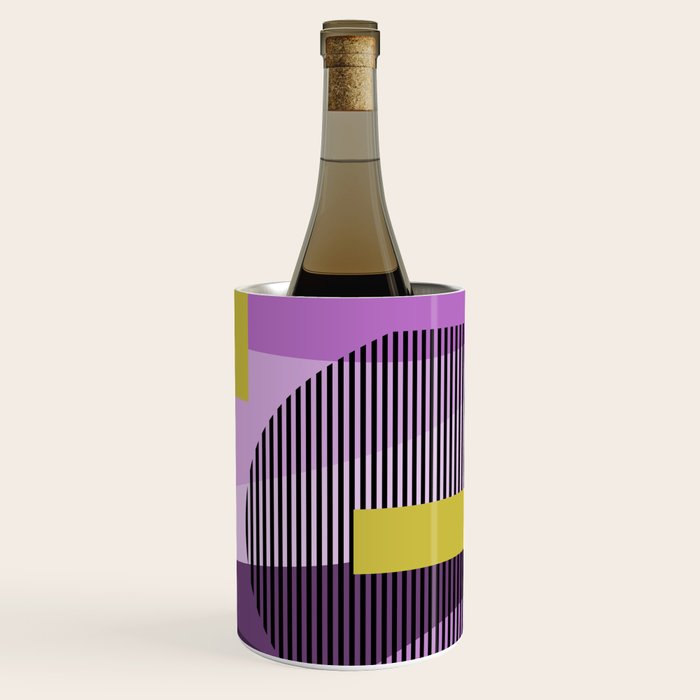  Retro Abstract And Geometric Shapes Purple, Mustard Yellow, Pink, Black Wine Chiller Gallery Image 1