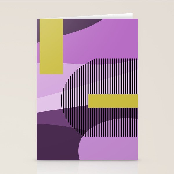  Retro Abstract And Geometric Shapes Purple, Mustard Yellow, Pink, Black Stationery Card Gallery Image 2