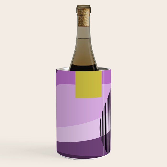  Retro Abstract And Geometric Shapes Purple, Mustard Yellow, Pink, Black Wine Chiller Gallery Image 2