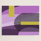  Retro Abstract And Geometric Shapes Purple, Mustard Yellow, Pink, Black Jigsaw Puzzle Gallery Image 1