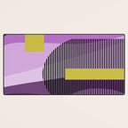  Retro Abstract And Geometric Shapes Purple, Mustard Yellow, Pink, Black Desk Mat Gallery Image 3